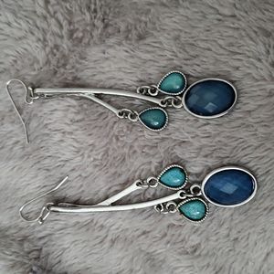 Teal and Blue Dangle earrings
